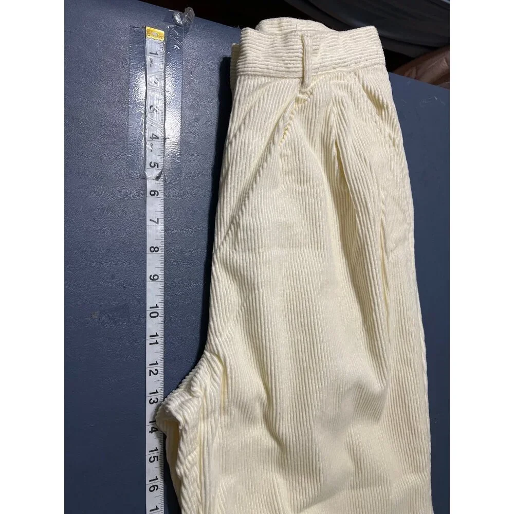 Marsh Landing Essentials Womens Corduroy‎ Pants Size 12 Cream High Waist Cotton